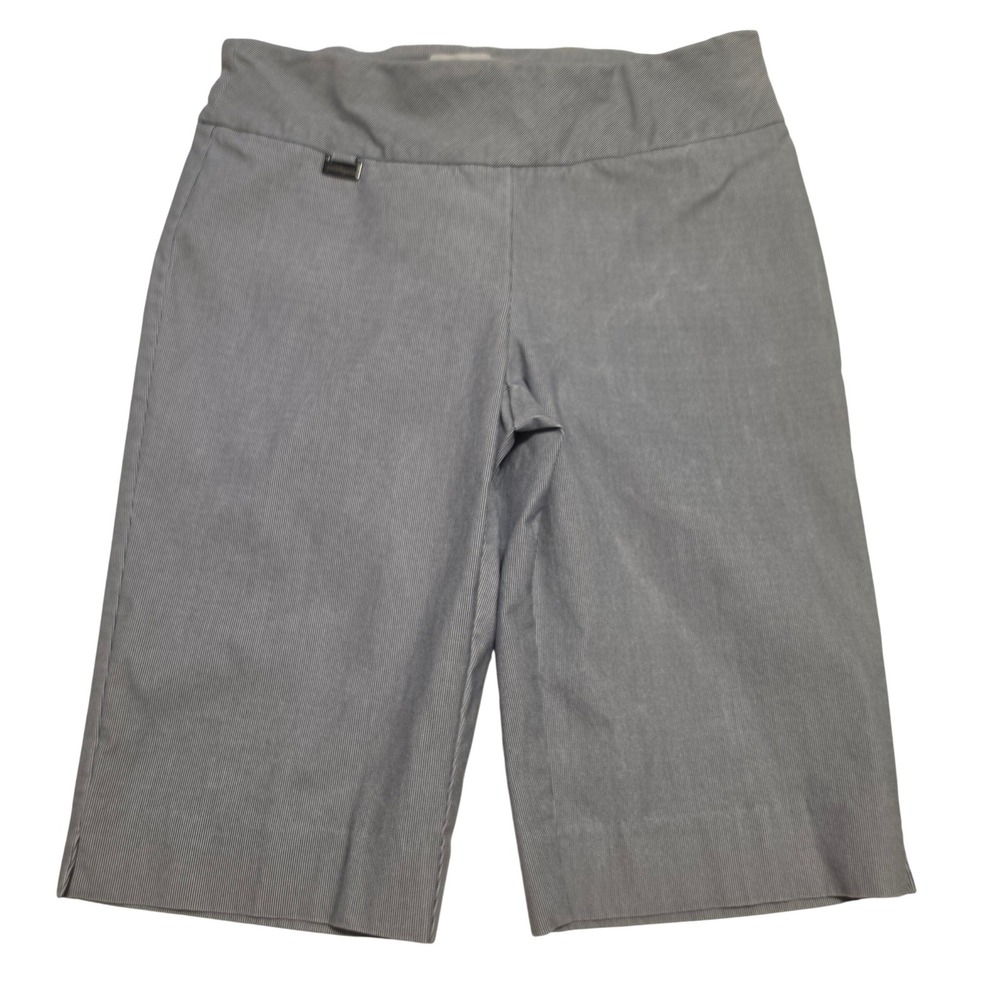 Peck & Peck Pinstripe Blue White Pull On Bermuda Shorts Size 8